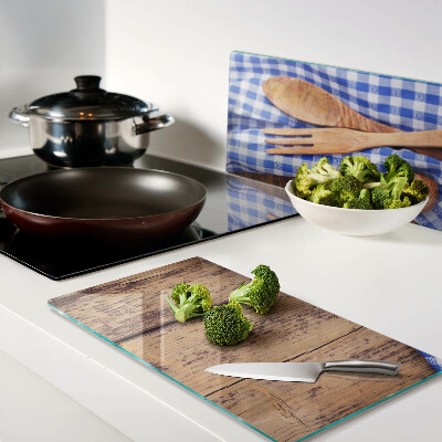Tagliere in vetro temperato Tema cucina con accessori in legno