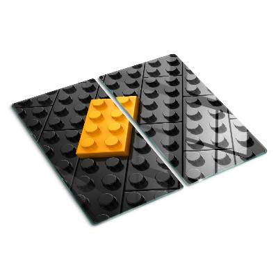 Tagliere in vetro Mattoncini LEGO su sfondo nero
