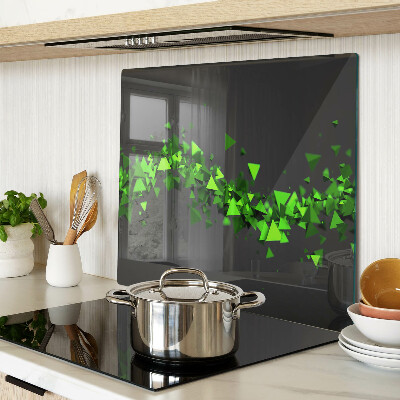 Tagliere in vetro temperato Triangoli verdi su sfondo nero