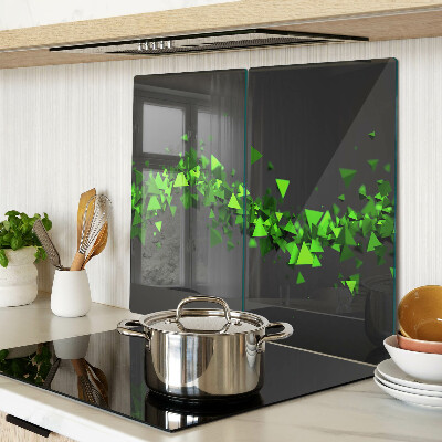 Tagliere in vetro temperato Triangoli verdi su sfondo nero