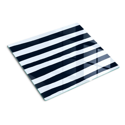 Tagliere in vetro temperato Strisce verticali blu navy e bianche