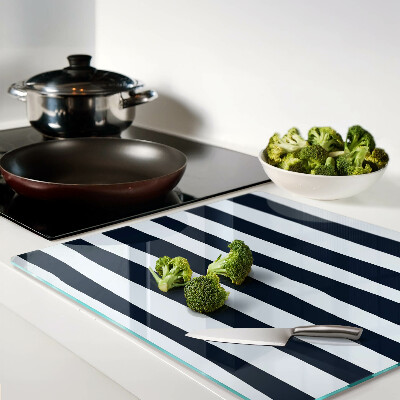 Tagliere in vetro temperato Strisce verticali blu navy e bianche