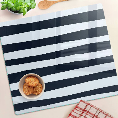 Tagliere in vetro temperato Strisce verticali blu navy e bianche