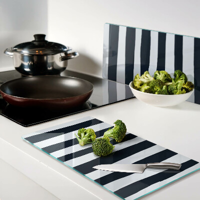 Tagliere in vetro temperato Strisce verticali blu navy e bianche
