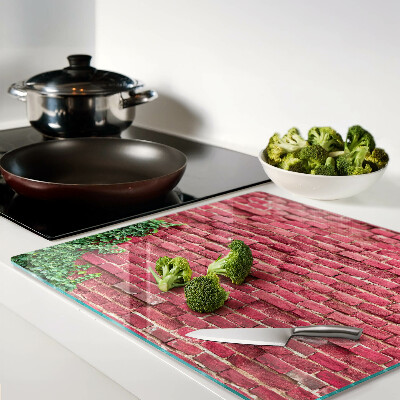 Tagliere in vetro temperato Muro di mattoni con piante