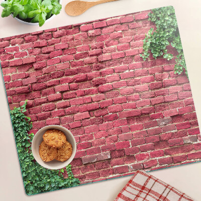 Tagliere in vetro temperato Muro di mattoni con piante