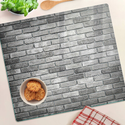 Tagliere in vetro temperato Muro di mattoni in tonalità di grigio