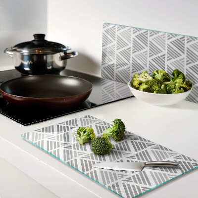 Tagliere in vetro temperato Motivi geometrici in tonalità di grigio