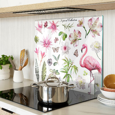 Tagliere in vetro temperato Collezione di fiori e uccelli tropicali