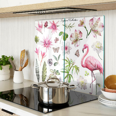 Tagliere in vetro temperato Collezione di fiori e uccelli tropicali
