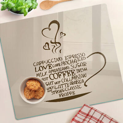 Tagliere in vetro Caffè e cuore