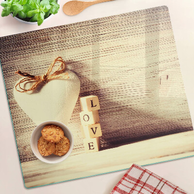 Tagliere in vetro temperato Amore e cuore