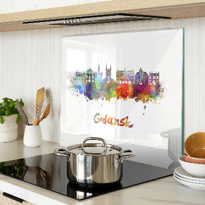 Tagliere in vetro temperato Danzica nei colori dell'acquerello