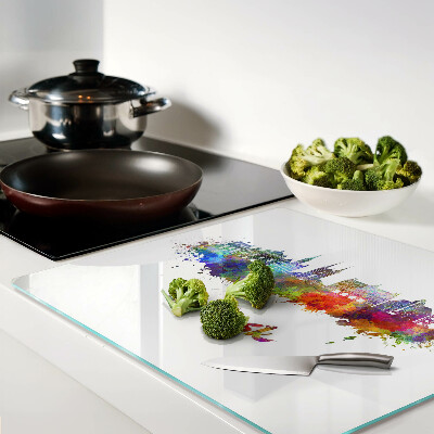 Tagliere in vetro temperato Danzica nei colori dell'acquerello