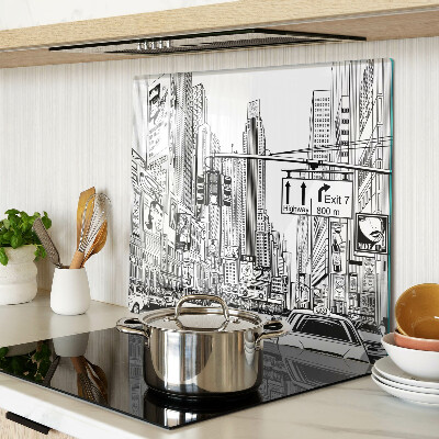 Tagliere in vetro New York in stile fumetto