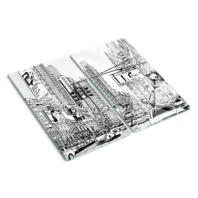 Tagliere in vetro New York in stile fumetto