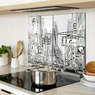 Tagliere in vetro New York in stile fumetto