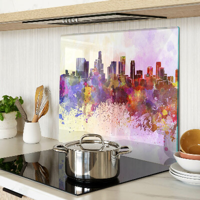 Tagliere in vetro temperato Paesaggio urbano con silhouette ad acquerello