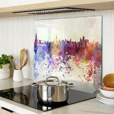 Tagliere in vetro temperato Panorama della città in punti colorati