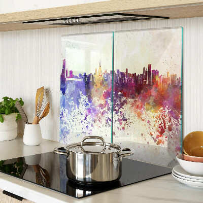 Tagliere in vetro temperato Panorama della città in punti colorati