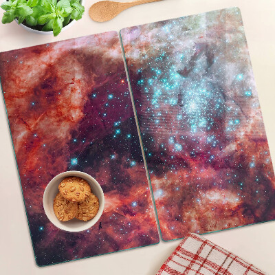 Tagliere in vetro Paesaggio spaziale con stelle