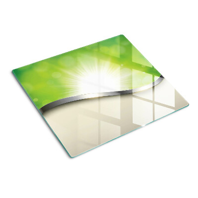Tagliere in vetro Bokeh verde con raggi di luce