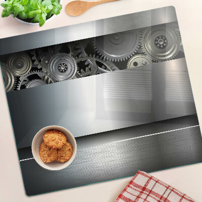 Tagliere in vetro Ingranaggi meccanici e superfici metalliche