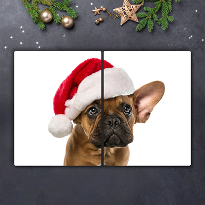 Tagliere in vetro Bulldog cane di Natale