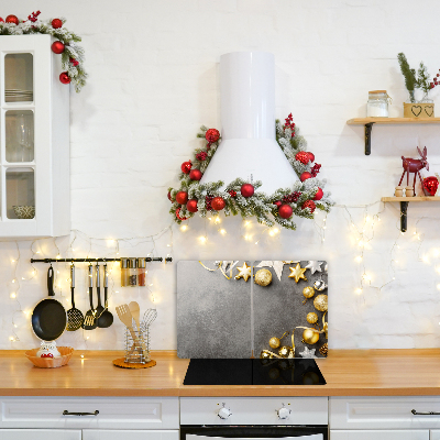 Tagliere in vetro Palline di Natale con stelle dorate