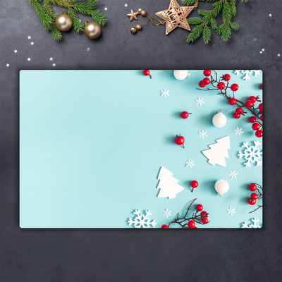 Tagliere in vetro temperato Ornamenti di Natale con fiocchi di neve