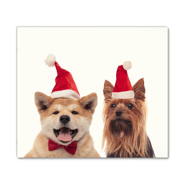 Tagliere in vetro Cani di Babbo Natale Natale