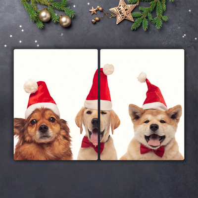 Tagliere in vetro Cani di Babbo Natale Natale