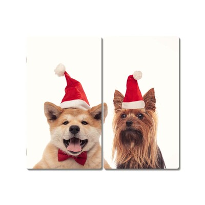 Tagliere in vetro Cani di Babbo Natale Natale