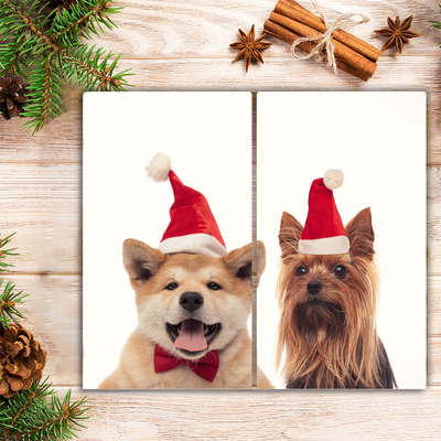 Tagliere in vetro Cani di Babbo Natale Natale