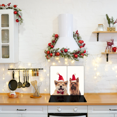 Tagliere in vetro Cani di Babbo Natale Natale