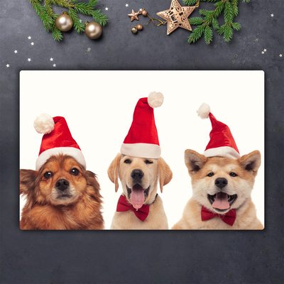 Tagliere in vetro Cani di Babbo Natale Natale