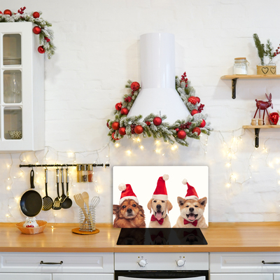 Tagliere in vetro Cani di Babbo Natale Natale