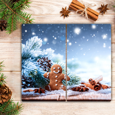 Tagliere in vetro temperato Inverno Neve Albero di Natale 60x52 cm