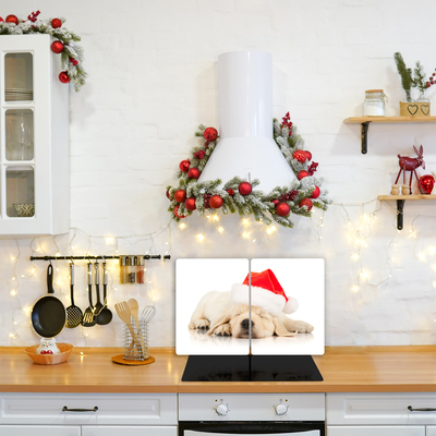 Tagliere in vetro Cucciolo di cappello invernale di Babbo Natale