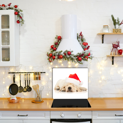 Tagliere in vetro Cucciolo di cappello invernale di Babbo Natale