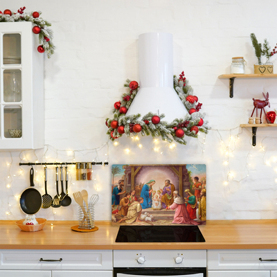 Tagliere in vetro temperato Gesù Natale stabile