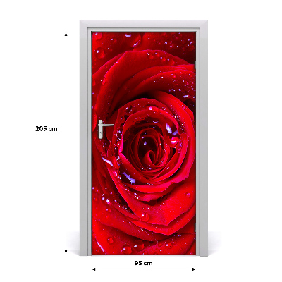 Poster adesivo per porta rosa rossa