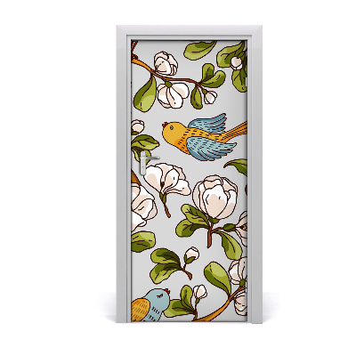 Adesivo per porta interna Uccelli e fiori