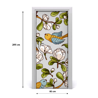 Adesivo per porta interna Uccelli e fiori