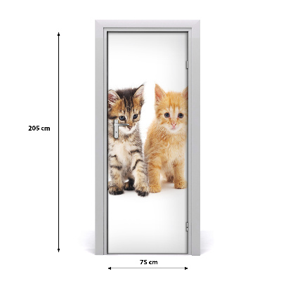 Adesivo per porta Gatto grigio e rosso
