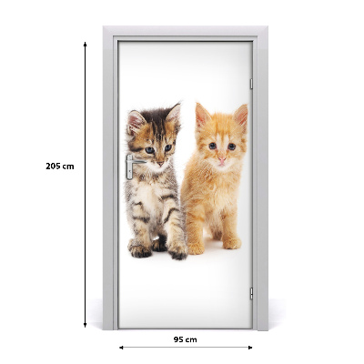 Adesivo per porta Gatto grigio e rosso