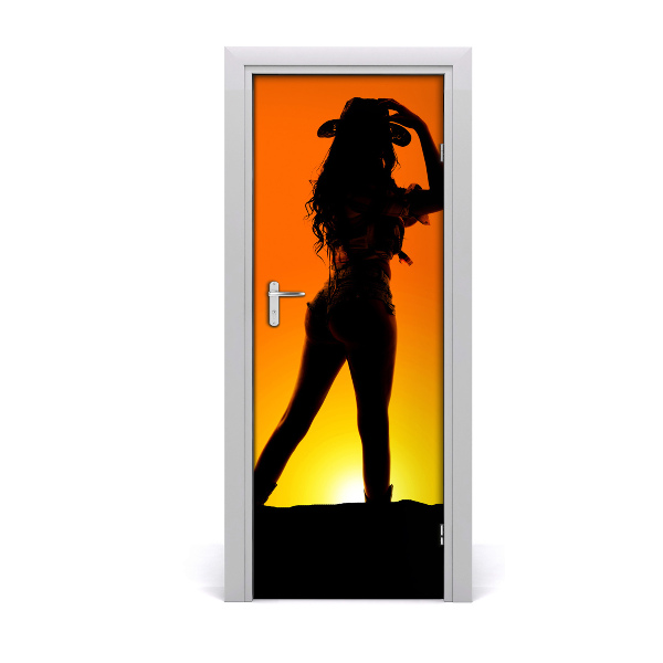 Sticker porta Silhouette da cowboy