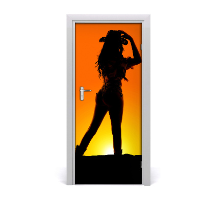 Sticker porta Silhouette da cowboy