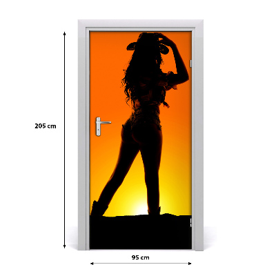Sticker porta Silhouette da cowboy