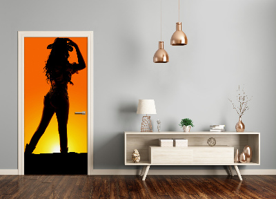 Sticker porta Silhouette da cowboy